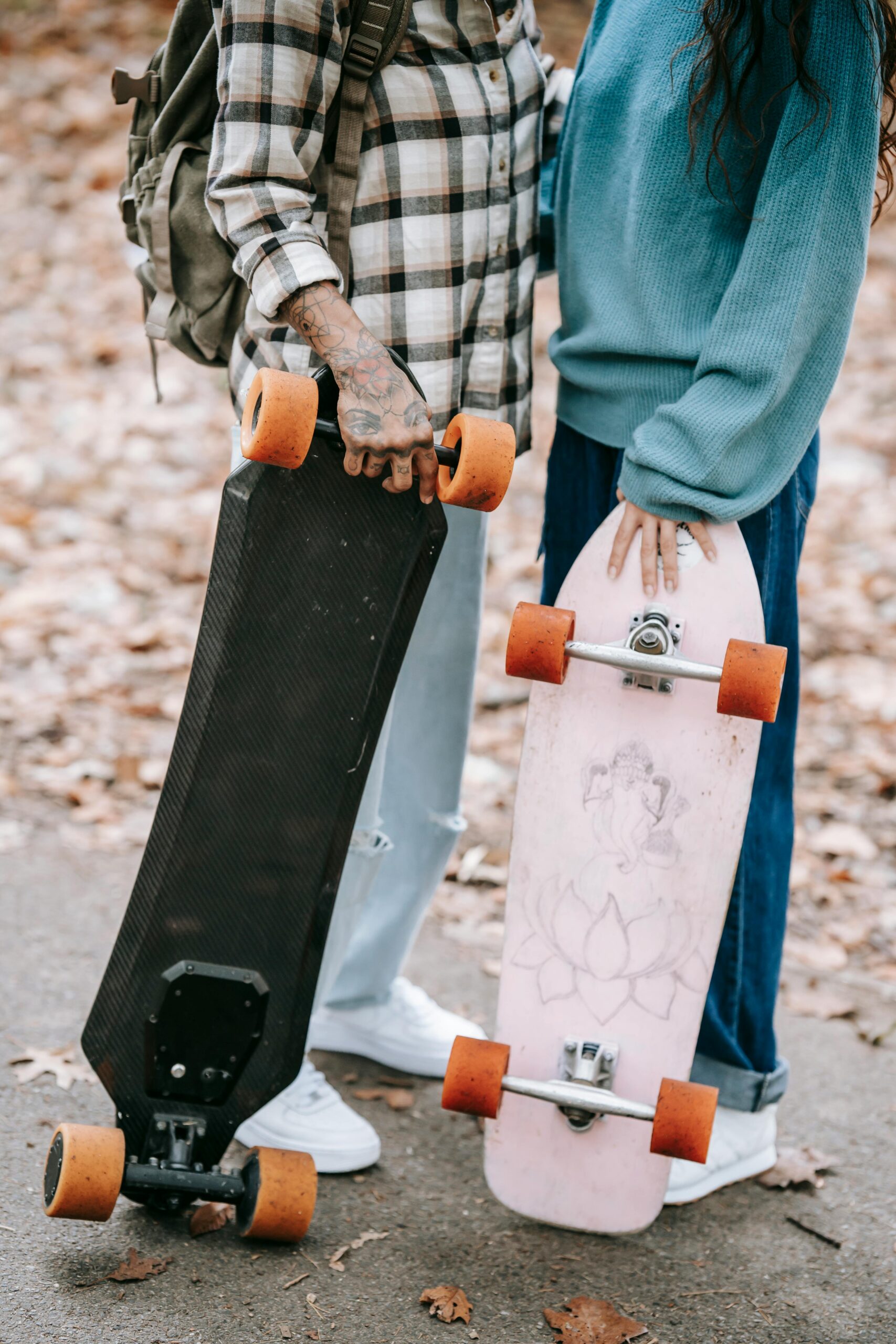 A skateboarder performing a trick in a skate park